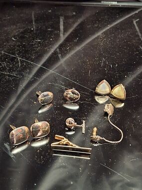 Vintage Mid-Century Men's Jewelry Lot - Monogram R, Gold & Silver Tone